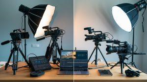 High-quality video production setup with tools illustrating the impact of professional visuals on engagement.